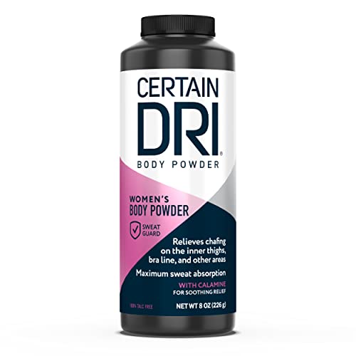 Certain Dri Women’s Body Powder, Talc-Free, 8 oz | Chafing, Sweat, Moisture, & Odor Control, Calamine for Itch Relief & Skin Comfort, Daily Use & Protection
