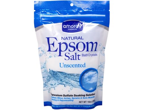 Amoray Premium Epsom Salt Bag Natural Bath Crystals, Magnesium Sulfate Soaking Solution,