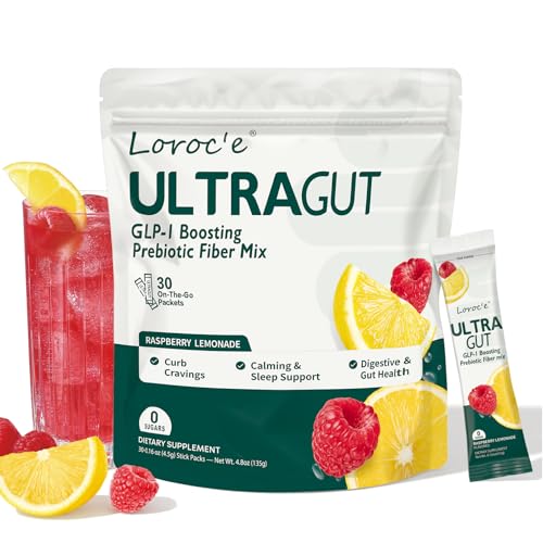 UltraGut GLP-1 Booster Fiber Mix Drink, Raspberry Lemonade, 30 Servings | Weight