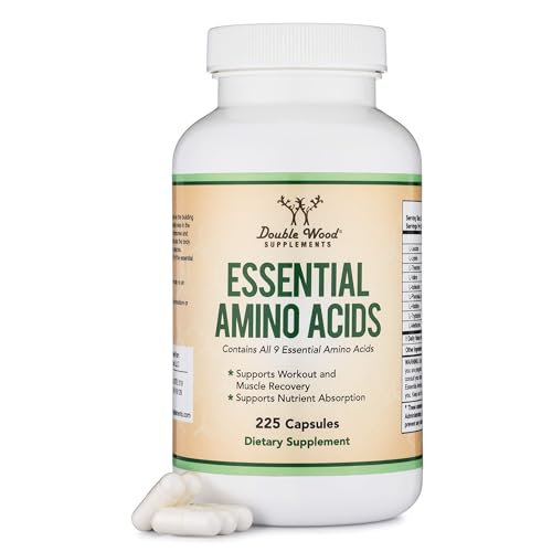 EAA Capsules, BCAAs, All 9 Essential Amino Acids, 225 Ct | Complete Essential Amino Acids Supplement, No Proprietary Blend
