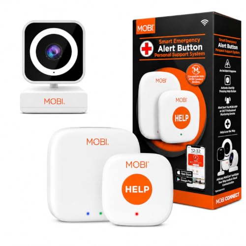 MOBI Connect Emergency Alert System Bundle, Smart Wireless Caregiver Support Monitoring System Pair with Multi-Purpose Monitor