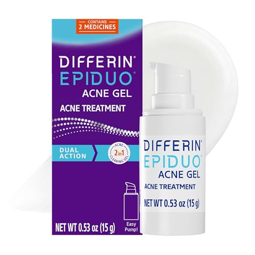 Differin Epiduo Acne Gel Treatment, Adapalene & Benzoyl Peroxide, 15g Pump |