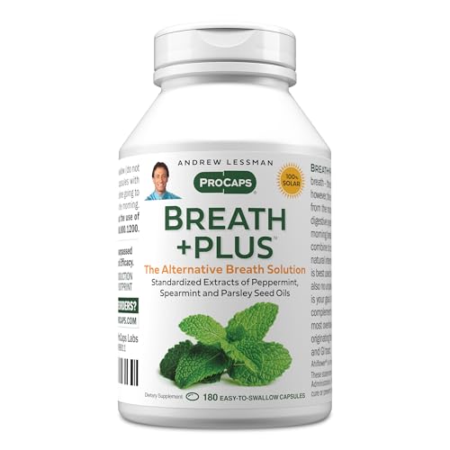 ANDREW LESSMAN ProCaps Breath Plus Internal Breath Freshener 180 Softgels | Freshens breath from the inside out with parsley, peppermint, spearmint & Ahiflower oils.