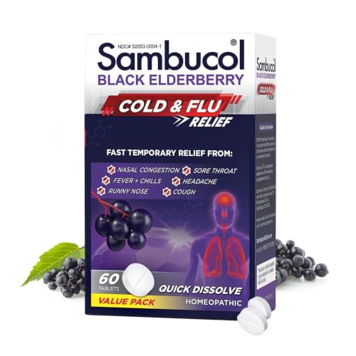 Sambucol Cold and Flu Relief Tablets - Quick-Dissolving - 60 Count |