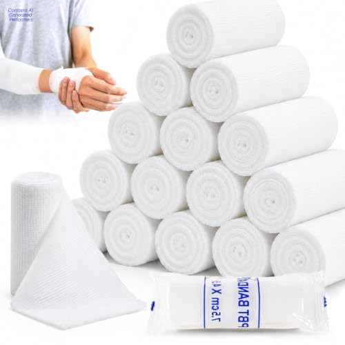 MAQIHAN 15PACK Gauze Rolls Bandages - 3 in x 4.9 Yards Rolled