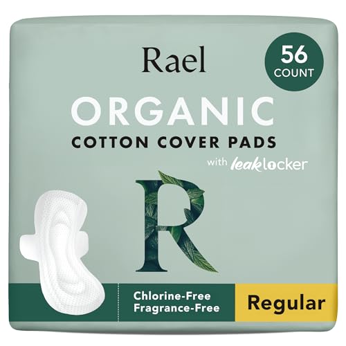Rael Organic Cotton Cover Sanitary Pads for Women Moderate (Regular, 56 Ct)