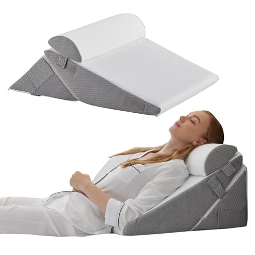 Bedluxe Wedge Pillow Set for After Surgery, Orthopedic Bed Wedge White/Grey |