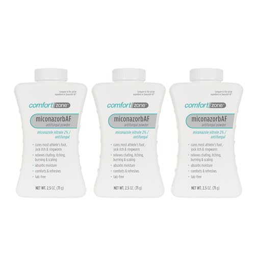 Comfort Zone Miconazorb Antifungal Powder, Miconazole 2%, 2.5 oz, 3-Pack | Talc-free antifungal powder with 2% miconazole for athlete's foot, jock itch and ringworm; 2.5 oz, 3-pack.