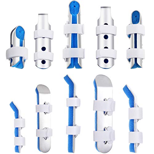 BBTO Finger Splint Metal Support Brace with Foam 3 Size, Blue, 10