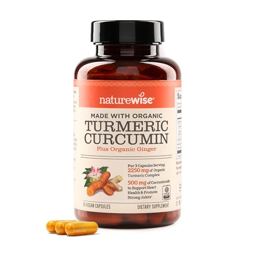 NatureWise Turmeric Curcumin 2250mg Supplement with BioPerine, 90 Capsules | Black Pepper