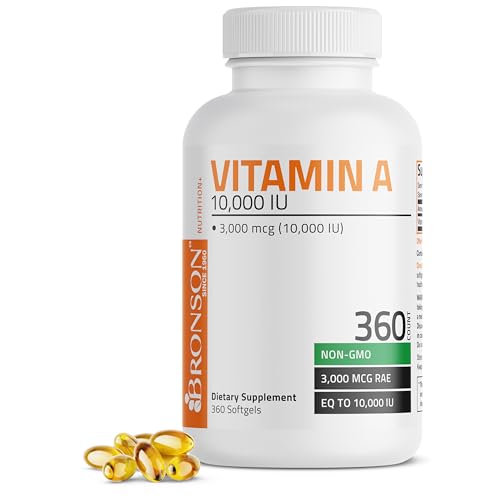 Bronson Vitamin A 10,000 IU Healthy Vision and Immune Support, 360 Softgels | Vitamin A Palmitate, Once-Daily Rapid Release, Skin, Growth & Reproduction Support, Non-GMO