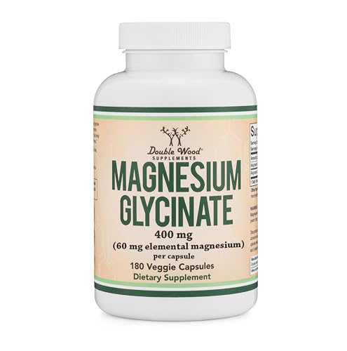 Magnesium Glycinate 400mg, Chelated Magnesium Supplement, 180 Capsules | Highly Bioavailable Bisglycinate,