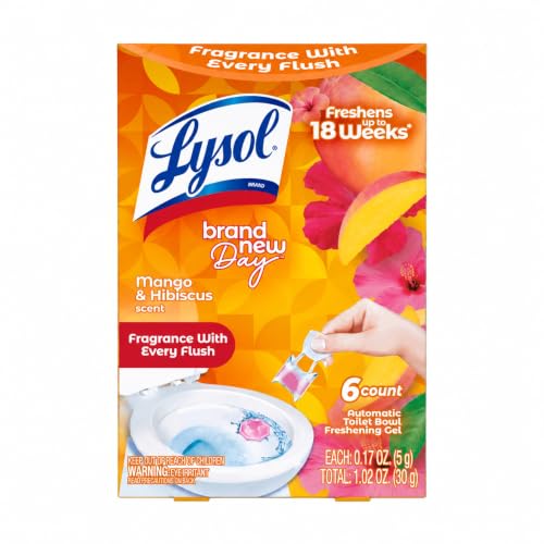 Lysol Click Gel Toilet Bowl Cleaner, Gel Stamp, Mango, 6 Count |