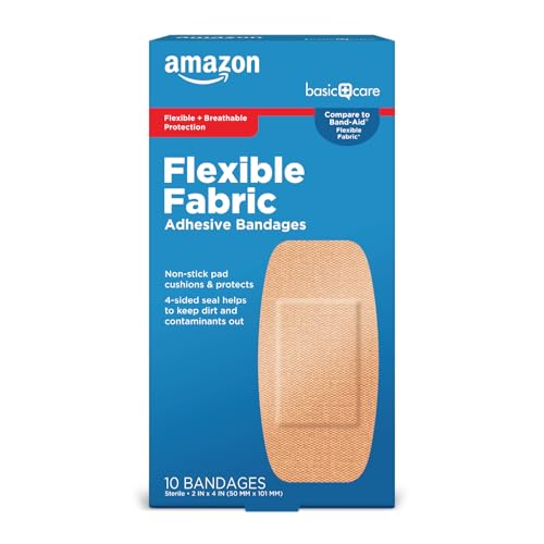 Amazon Basic Care Flexible Fabric Adhesive Bandages, XL (2 in x 4