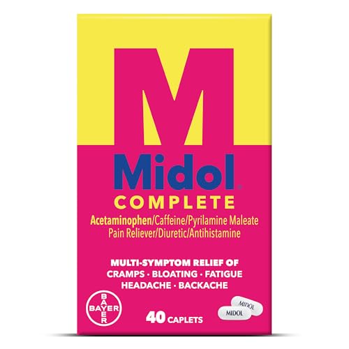 Midol Complete Menstrual Pain Relief Caplets, 40 Count - Provides Cramp, Headache,