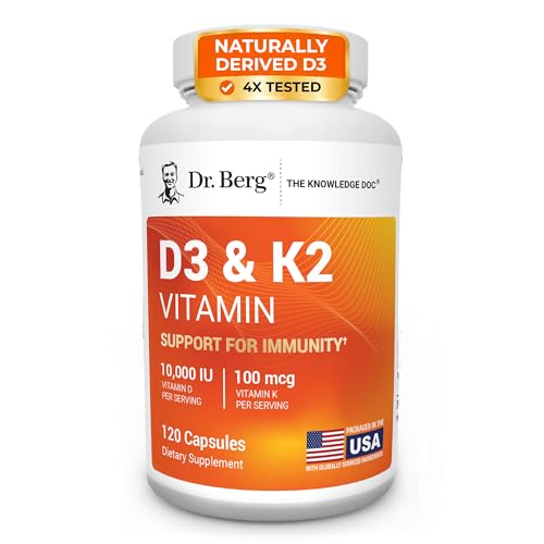 Dr. Berg Maximum Strength 7-in-1 Vitamin D3 K2 10,000 IU | Naturally
