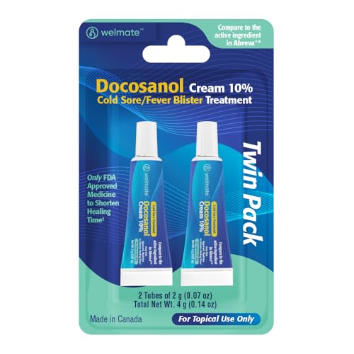 WELMATE Docosanol 10% Cold Sore Treatment Fever Blister Cream, 2 Pack |