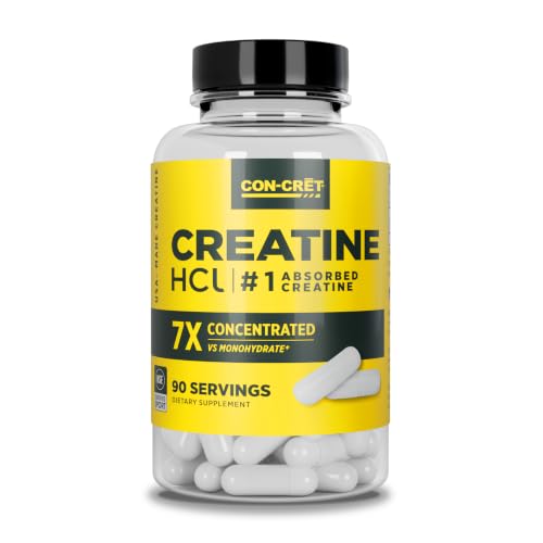 CON-CRET Creatine HCl Capsules for Women and Men, 90 Count | No
