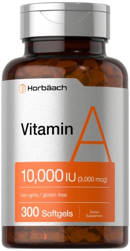 Horbäach Vitamin A 10000 IU Softgels | 300 Count | Non-GMO, Gluten