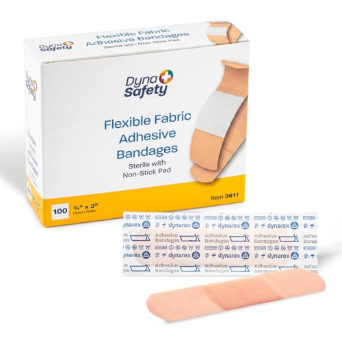 Dynarex Fabric Adhesive Bandages - Sterile & Flexible Fabric Bandages for Wounds