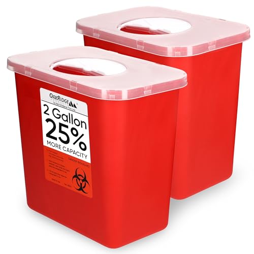 Oakridge Products Large Sharps Container for Home Use and Professional 2 Gallon