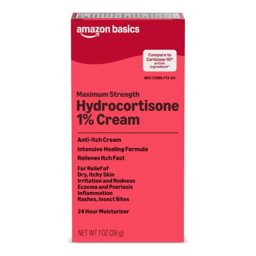 Amazon Basics Max Strength Anti-Itch Cream, Hydrocortisone 1% Intensive Healing Formula, Itch