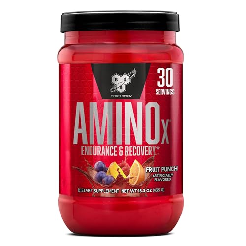 BSN Amino X BCAAs Recovery Powder, Caffeine Free, Fruit Punch, 30 Servings