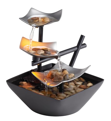 Homedics Tabletop Water Fountain, Home Décor Soothing Sound Machine | Automatic Pump, Deep Basin & Natural River Rocks. Indoor Zen Relaxation for Office, Living Room, or Bedroom, 8.25” Tall