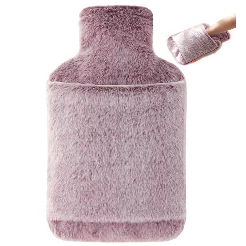 samply Hot Water Bottle with Soft Faux Fur Cover, 2L Hot Water