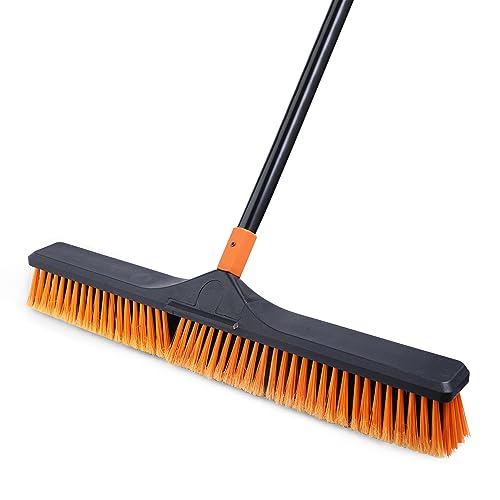 CLEANHOME 24" Push Broom Brush Outdoor for Shop, Deck, Garage, Concrete |