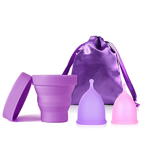 Ginalaia Menstrual Cups with Collapsible Storage Cup, Leak-Proof Design with Medical Grade