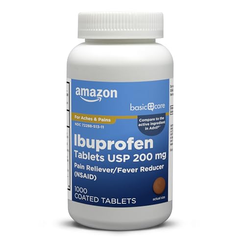 Amazon Basic Care Ibuprofen Tablets, Fever Reducer and Pain Relief from Body