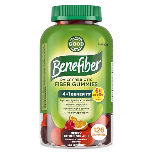 Benefiber Prebiotic Fiber Supplement Gummies, Citrus Berry Splash, 126 Ct | Plant-based