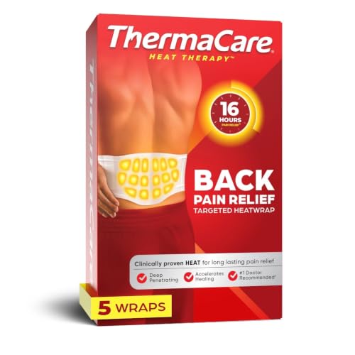 ThermaCare Advanced Lower Back & Hip Heat Wraps, Pain Relief, 5 Count | 16-Hour Therapy, Adhesive, Flexible Fit Design