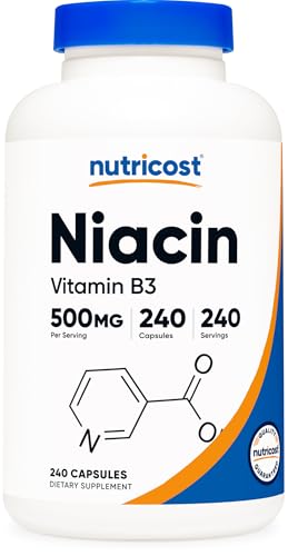Nutricost Niacin (Vitamin B3) 500mg, 240 Capsules, with Flushing, GMO-Free | Gluten-Free
