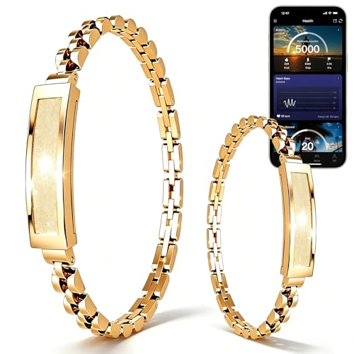 Renea Men & Women Smart Bracelet, Fitness Tracker/Wristband, All-Day Sleep Monitoring, Multiple Sports Modes, Long Battery Life, Easy Mobile Control, Free Android & iOS Apps (Gold)
