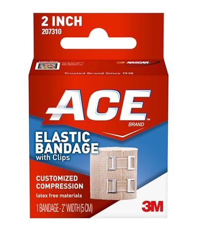 ACE 2 Inch Elastic Bandage with with Clips, Beige, Great for Wrist,