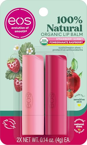 eos 100% Natural Lip Balm - Strawberry Sorbet and Pomegranate Raspberry, All-Day