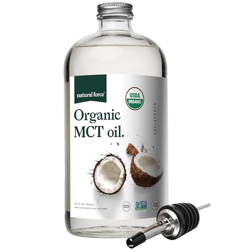 Natural Force Organic MCT Oil – Pure Glass Bottle – Made from