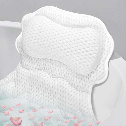 SetSail Bath Pillow, Bath Pillows for Tub Neck and Back Support, White