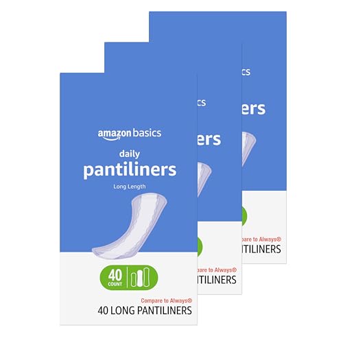 Amazon Basics Daily Pantiliner, Long Length, Unscented, 120 Count (3 Packs of