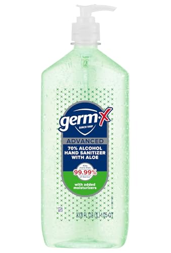 Germ-X Advanced Hand Sanitizer with Aloe and Vitamin E, 1 Liter, Less