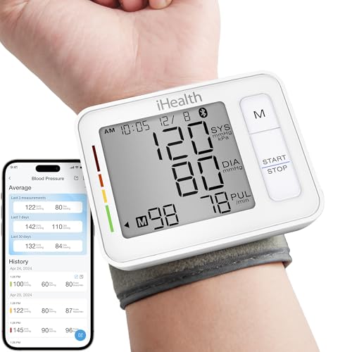 iHealth Push Wrist Blood Pressure Monitor, Portable BP Machine with App |