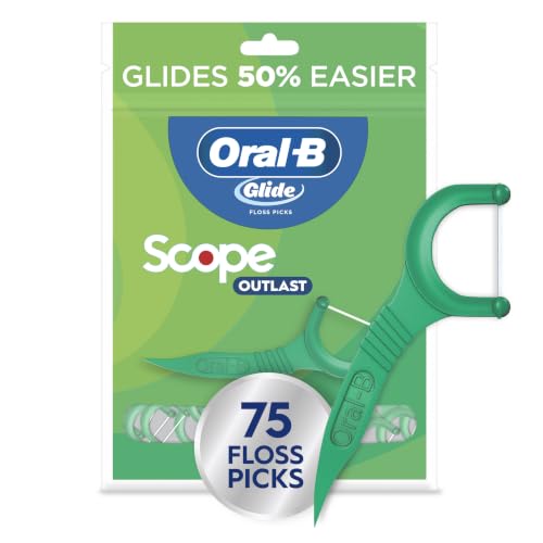 Oral-B Glide Mint Dental Floss Picks with Long Lasting Scope Flavor, 75