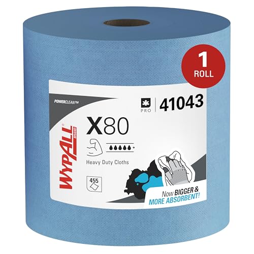WypAll PowerClean X80 Heavy Duty Cloths, Jumbo Roll, 455 Towels (41043) |