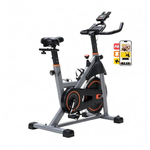 OLIXIS Exercise Bike with APP Control, Brake Pad Stationary Bikes with Quiet Magnetic Resistance, Indoor Cycling Spin Workout Bike with 300.0 lbs Weight Capacity, Classic Orange