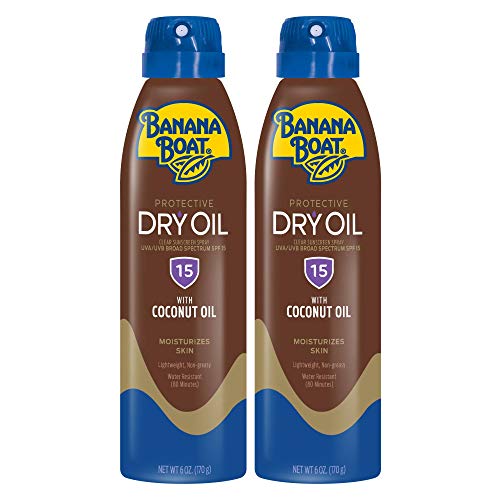 Banana Boat Dry Oil Tanning Spray Sunscreen SPF 15, 6oz | Protective