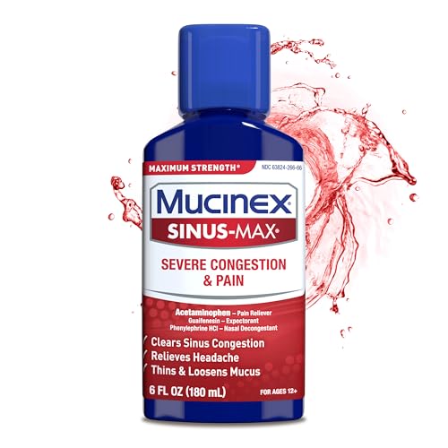 Mucinex Sinus-Max Max Strength Severe Congestion & Pain Liquid, 6 FL OZ