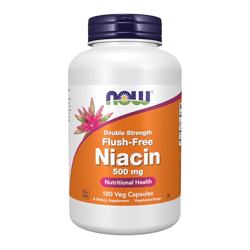 NOW Supplements, Niacin (Vitamin B-3) 500 mg, Flush-Free, 180 Veg Caps