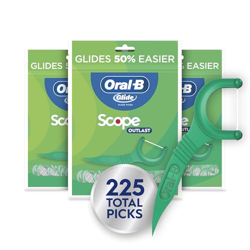Oral-B Glide Mint Dental Floss Picks with Long Lasting Scope Flavor, 75 Count, Pack of 3